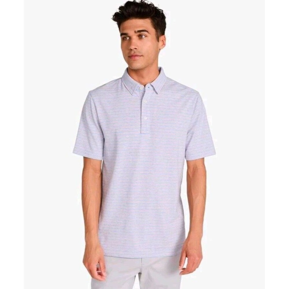 Faherty Men's Movement Polo Shirt Size XL Horizon Line Stripe Pima Cotton Blend